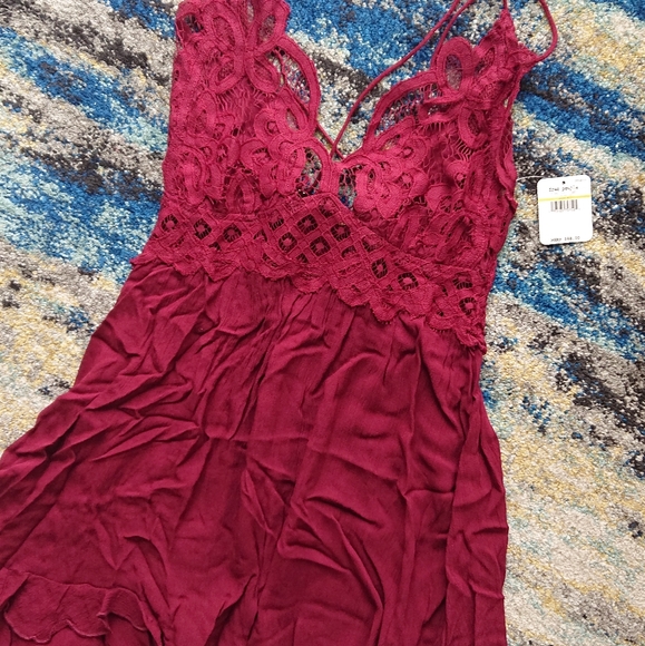 NWT Free People Adella Slip Wine Deep Red S M L - Picture 11 of 12